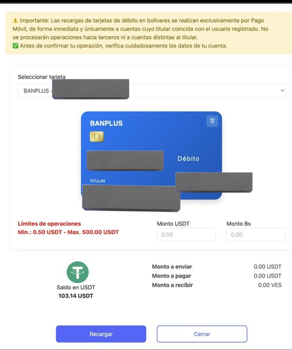 JenifferCC's tweet image. Ya puedes recargar con #usdt mas rapido tu tarjeta de débito bancaria  por crixto.io 👈 

Para pagar en Bolívares cómodamente