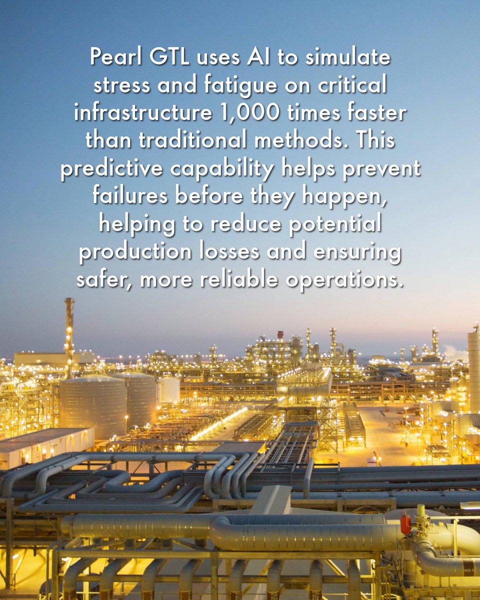 Shell_Qatar's tweet image. يوظّف مصنع اللؤلؤة لتحويل الغاز إلى سوائل تقنيات الذكاء الاصطناعي لمحاكاة الضغوط والإجهاد التي تتعرض لها البنية التحتية الحيوية بسرعة تفوق الطرق التقليدية بألف مرة. هذه القدرة التنبؤية الاستثنائية تمكّن المصنع من استباق الأعطال ومنعها قبل وقوعها، مما يحد من خسائر الإنتاج المحتملة…