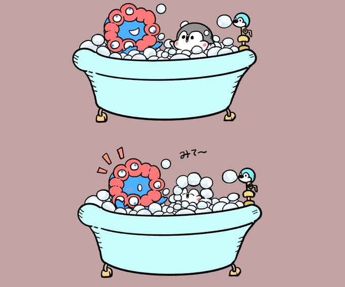 ミャクミャク様とちゃんぺん 「泡風呂」