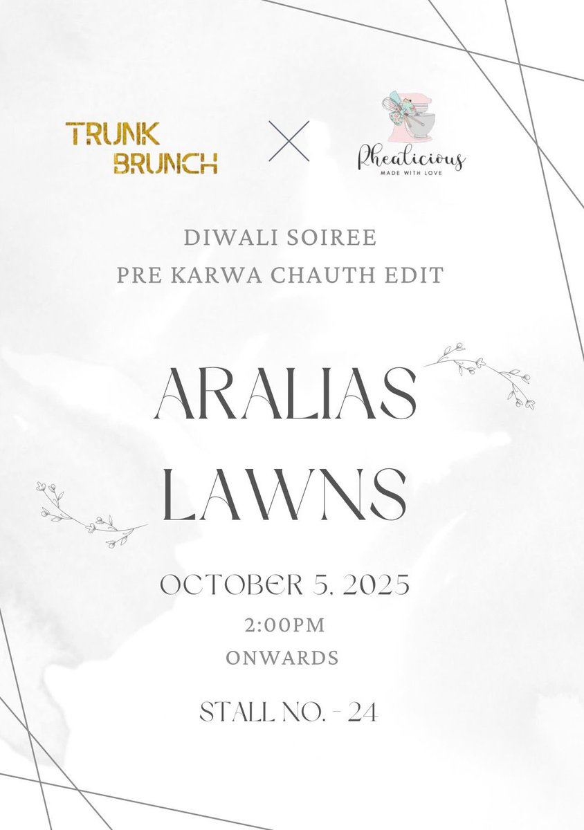 tinkerbell9958's tweet image. Gurgaon Alert ….
Rhealicious is at the Trunk Brunch & Diwali Soirée – Pre Karwa Chauth Edit. We would LOVE for you all to drop by!
📍Aralias Lawns
🗓️ October 5, 2025
⏰ From 2 PM onwards
Find us at Stall No. 24
We have for you - Korean buns, artisanal breads, cake tubs, cheese…