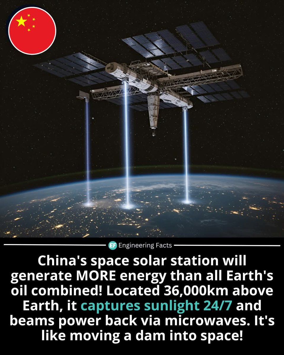 TechAnd_Science's tweet image. China is working on a project that sounds straight out of science fiction—building a solar power station in space. Positioned 36,000 kilometers above Earth, the station will collect uninterrupted sunlight and beam the energy back to Earth using microwave technology. Unlike…