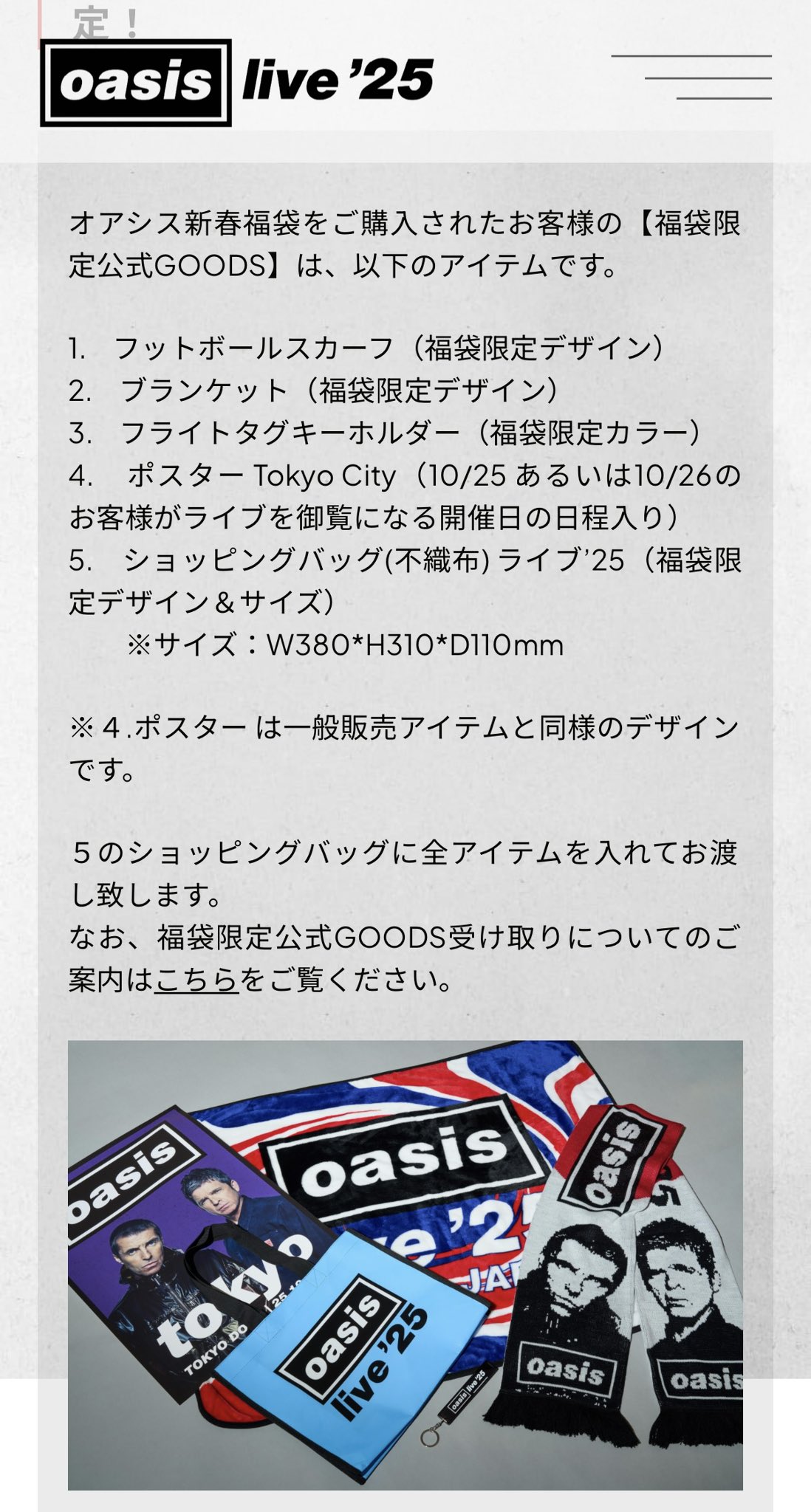 oasis live '25 ブランケット TOKYO-JAPAN Oasis Live '25