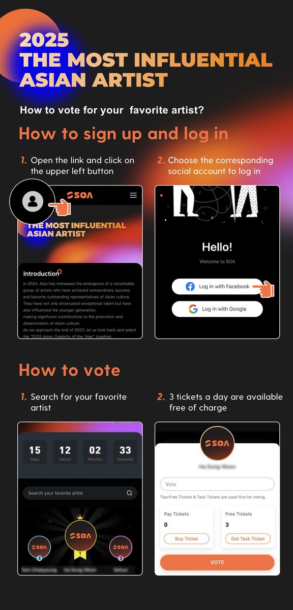 SOASTARTEAM's tweet image. 🏆2025 The Most Influential Asian Artist
🎟️3 tickets a day are available free of charge
📅Voting Deadline: Oct 19th, 2025 21:00(BKK)
🔗soatop.club/?sid=a4h5aw4a
📌Support Project
The winner can choose one of the following projects to support:
Please see picture for details