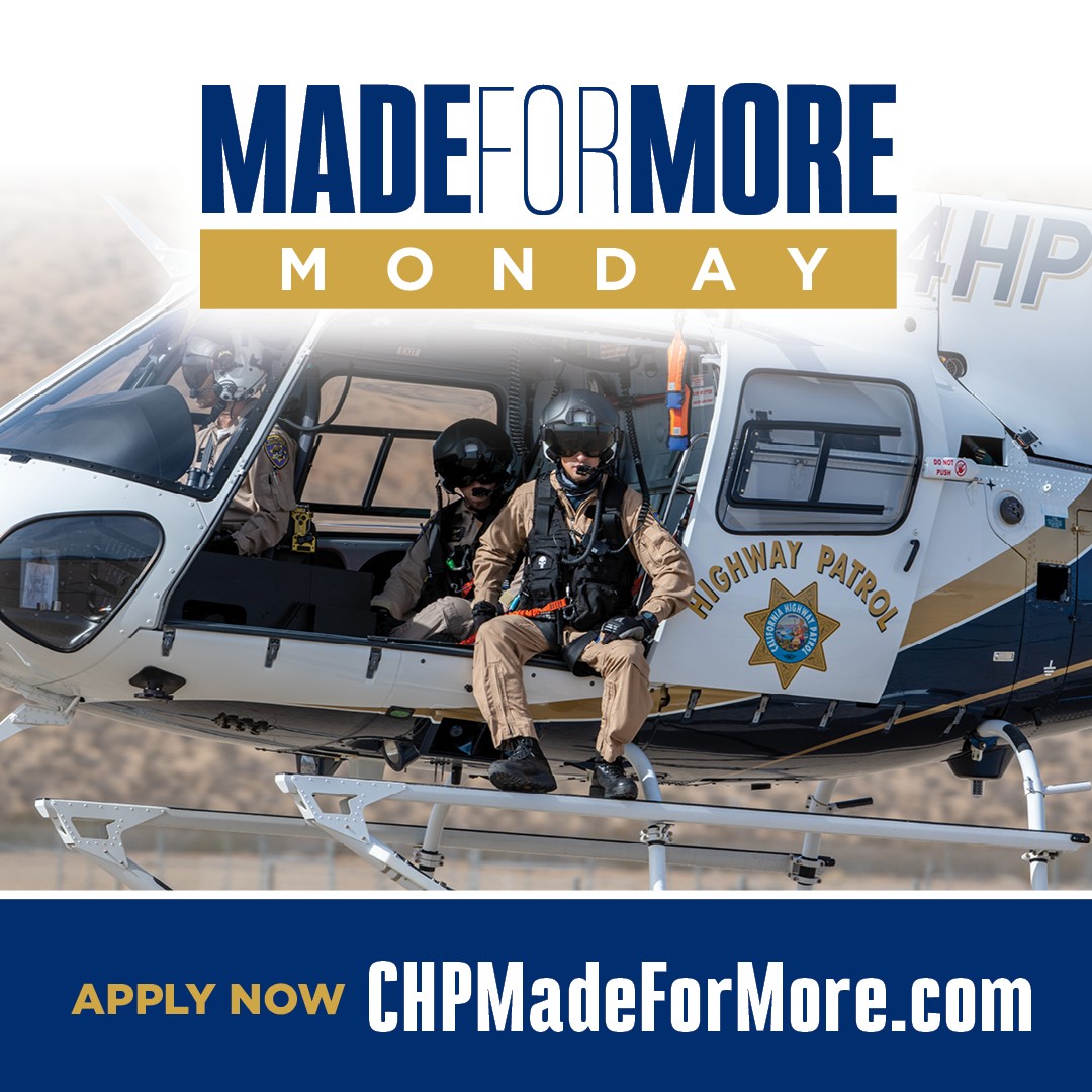 🚨 Are you Made for More? Click the link 🔗 in the bio to secure your spot with the California Highway Patrol. 
#Californiahighwaypatrol #CHPNorthernDivision #recruitment #careers #CHPCareers