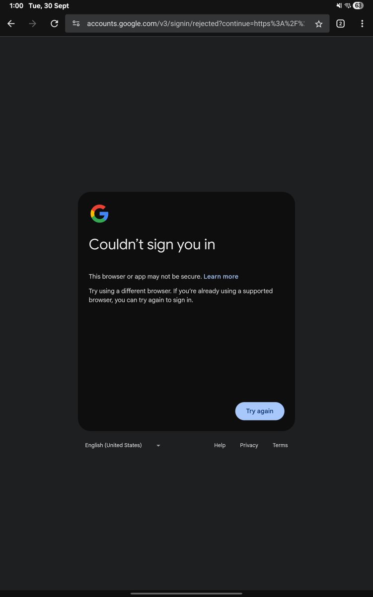 dahiyarahul023's tweet photo. @UlaaBrowser @ZohoTeam @UlaaBrowser

Issue w/ Google sign-in on Ulaa: "Browser/app not secure" error blocks Google acct access.

Pls fix &amp; add Google OAuth support. Affects productivity w/ Google services.
#UlaaBrowser #Zoho #GoogleSignIn https://t.co/NsCvu5IgiD