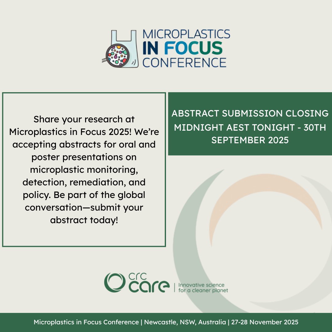 Final call! Abstract submissions for the Microplastics in Focus Conference close midnight tonight. Share your research &amp; join the global discussion 2025microplasticsinfocusconference.com/call-for-abstr…