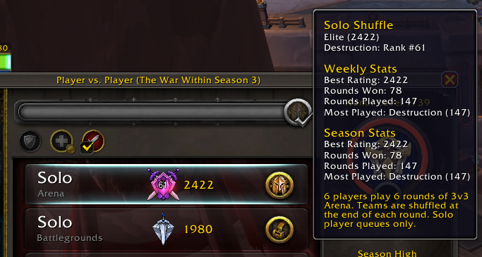 Destruction Warlock 2400 down!