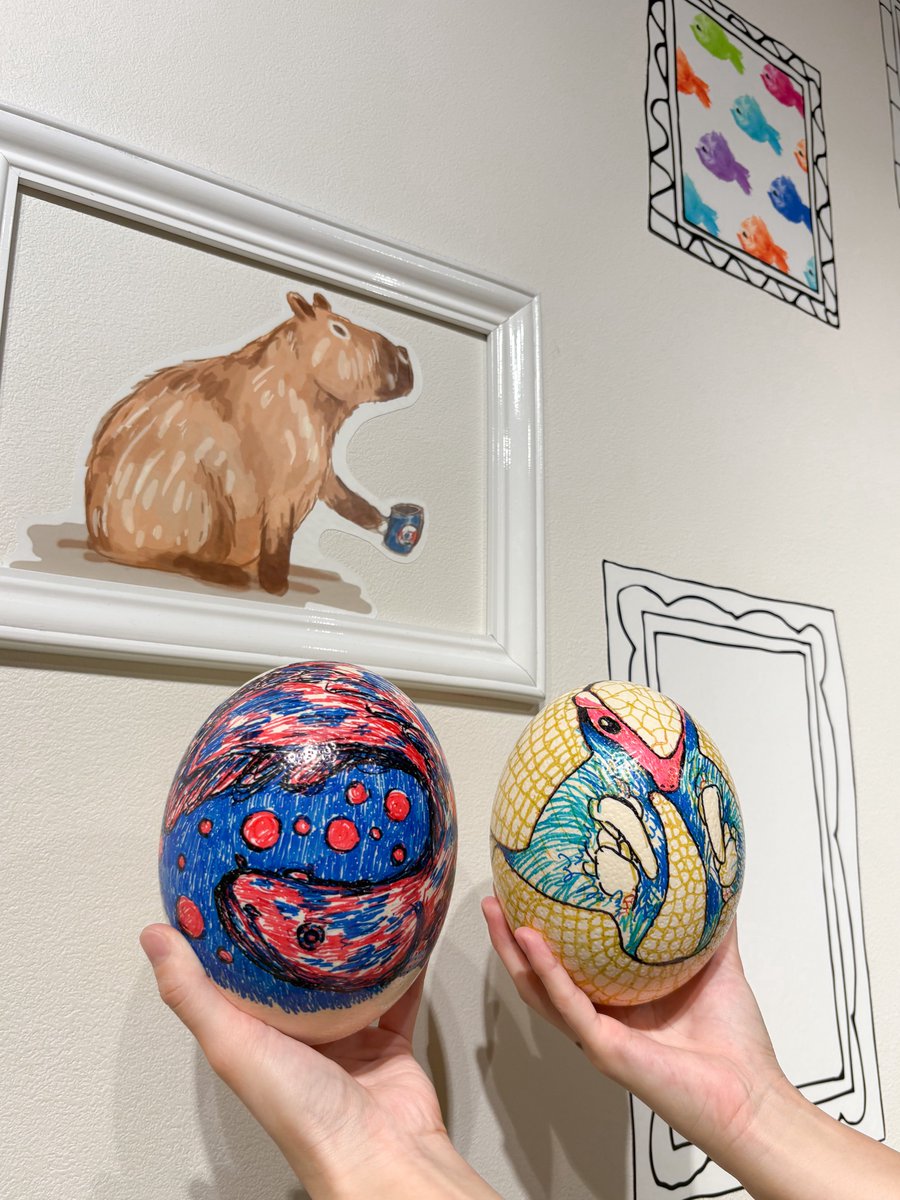 🧑‍🎨水族館でダチョウの卵にお絵かき?!🐟 ＼4日間限定開催／ 形も模様