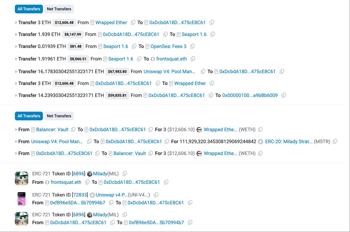 SlowMist_Team's tweet photo. 🚨SlowMist TI Alert🚨

MistEye has detected potential suspicious activities related to @MiladyStrategy, the root cause is the same vulnerability discovered by @token_works.

As always, stay vigilant!

https://t.co/BGmCIZSSaY https://t.co/bA3OSiWAUC