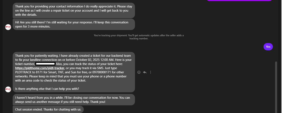 conicsPH's tweet photo. dear, @PLDT_Cares your messenger bot keeps disconnecting me from chat even if i am waiting for  a response from the tech lucky this time, i was able to finish the conversation but yesterday in the middle of the agent testing, i got disconnected https://t.co/g6q1yYgPac