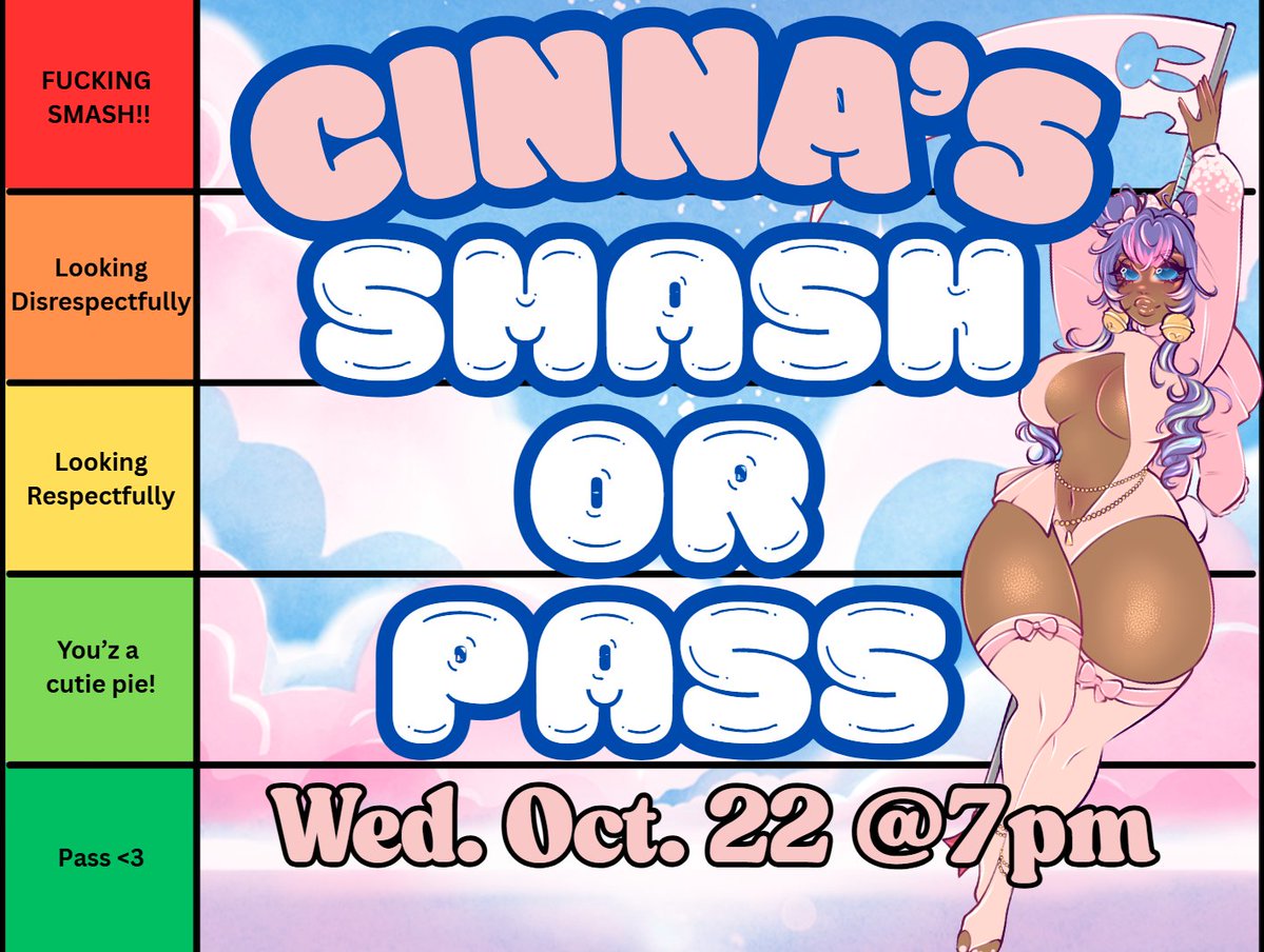 CinnaBelle_x's tweet image. Hey Vtubers/ PNGtubers!!

JOIN ME FOR MY ANNUAL SMASH OR PASS!!

Send me your designs! I wanna see your best!

#VtuberEN #twitchstreamer