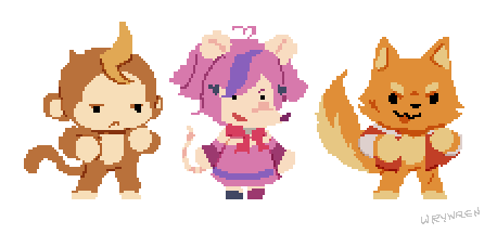 wrywrenVT's tweet photo. Monkey, Ironmouse and Buffpup in pocketsize pal form https://t.co/nIGauWbQ9q
