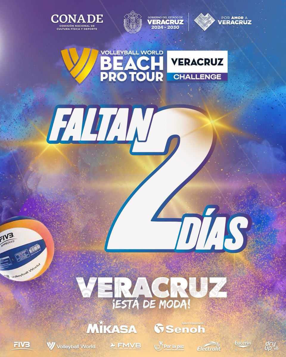 PROGOB_Veracruz's tweet image. Quedan 2 días para que inicie el Volleyball World Beach Pro Tour Veracruz Challenge. 🎟️🏐

🎟️Accesos en: boletomovil.com 
🗓️Del 1 al 5 de octubre
📍Boca del Río

¡Te esperamos! #VeracruzEstáDeModa