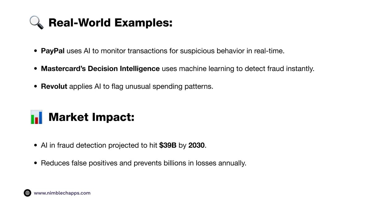 Nimblechapps's tweet image. 💳 AI is stopping fraud before it happens 🔐

From PayPal to Mastercard &amp;amp; Revolut — fintechs are using AI to block fraud in real time.

#Nimblechapps #MobileAppDevelopment #WebsiteDevelopment #Fintech #FraudDetection #AIFinance #PayPal #Mastercard #Revolut #DigitalPayments