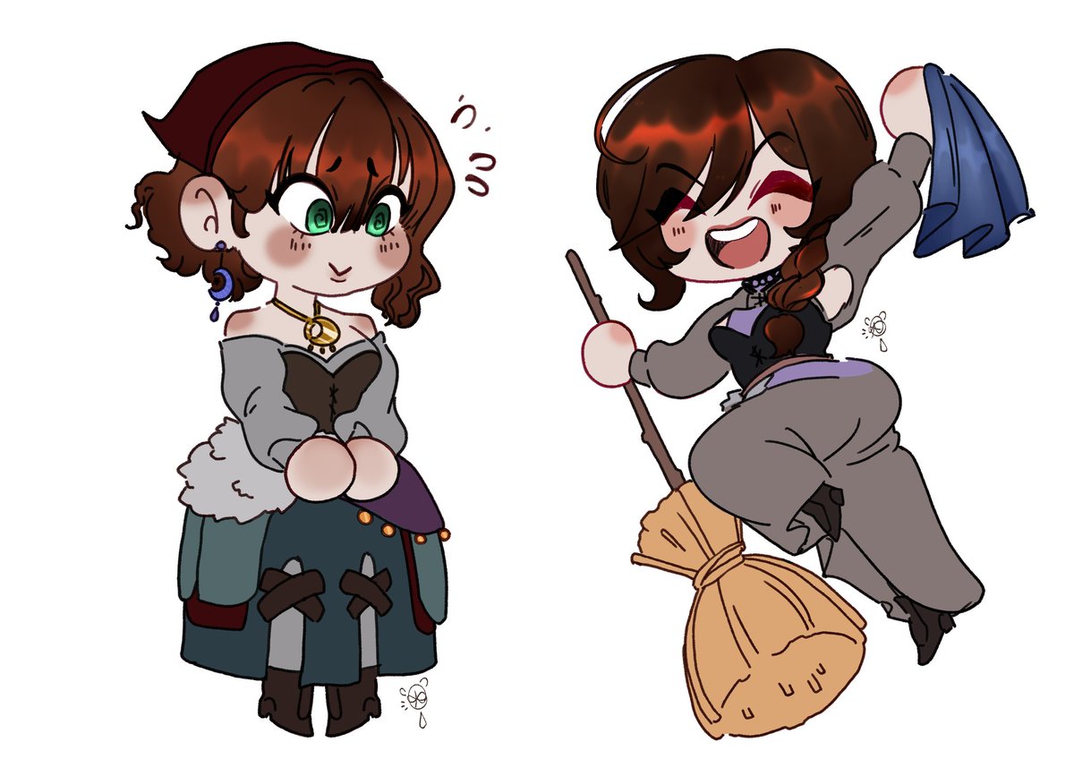 _Criptique_'s tweet image. Beautiful Cassandre and Dahlia chibis by the best bean @Theartofashe , I&apos;m sure they&apos;ll remain this happy at the start of arc 2, right?! #OSRPBlackwell #osrpart