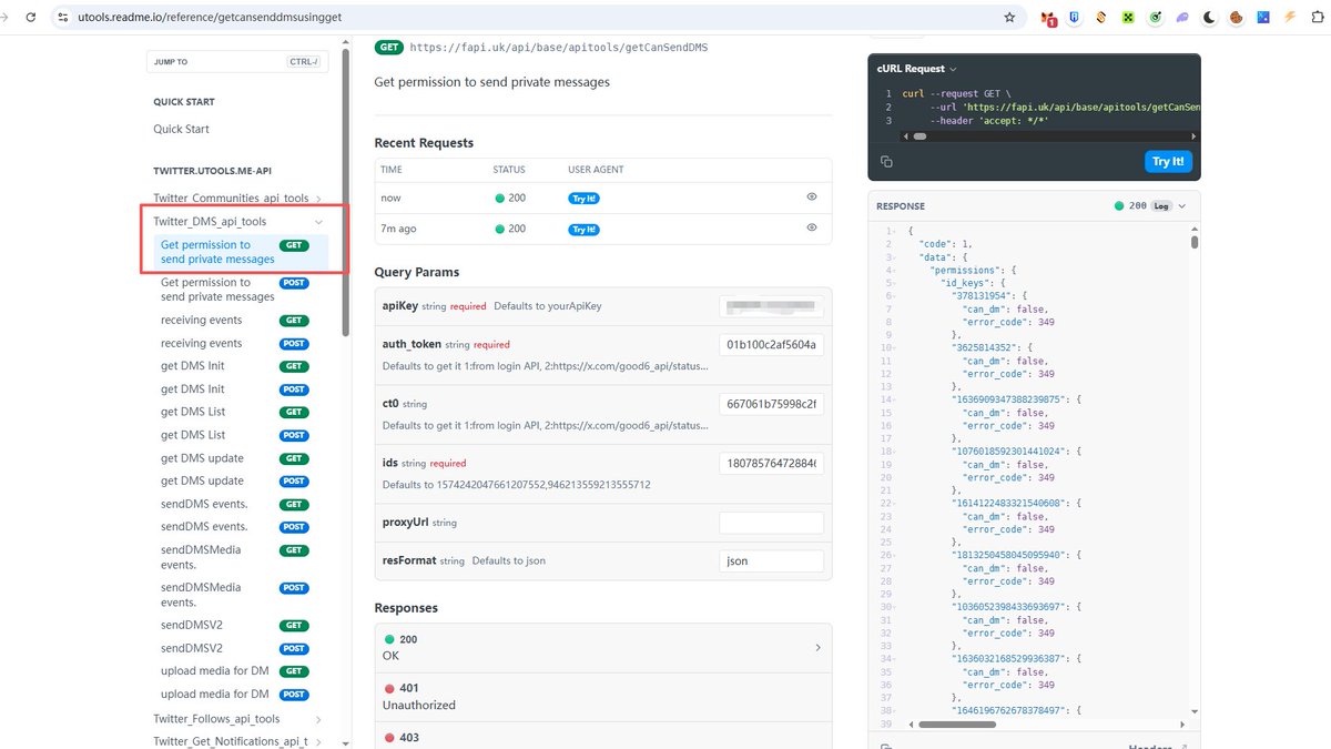 good6_api's tweet image. We have launched a new API that can obtain the permission of multiple users to send private messages and obtain brief information about these users to help users with marketing promotion.
🏠website :fapi.uk 
📚Doc1:  utools.readme.io
#X #API #DeveloperTools