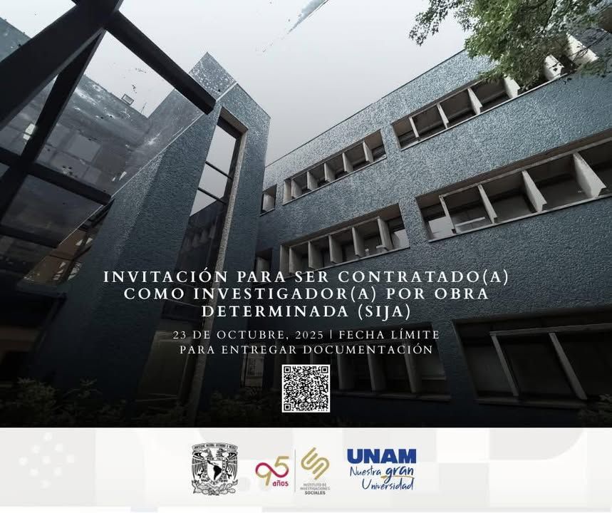 IISUNAM's tweet photo. 🏫 Invitación para ser contratado(a) como investigador(a) por obra determinada (SIJA). Consulta en: https://t.co/iV6sgPIXEq https://t.co/FRStGDbpDx