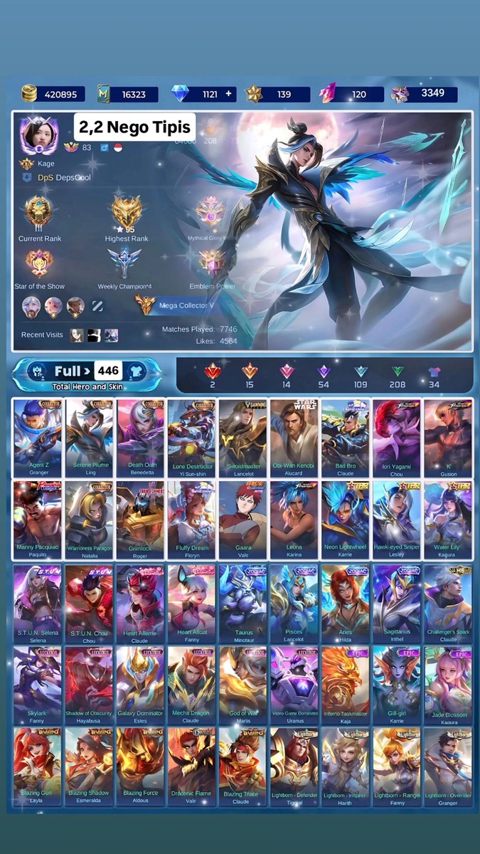 Yuk di niagakan yuk. 
For sale. No minus.
#zonauang #akunml #mobilelegend #mlbb