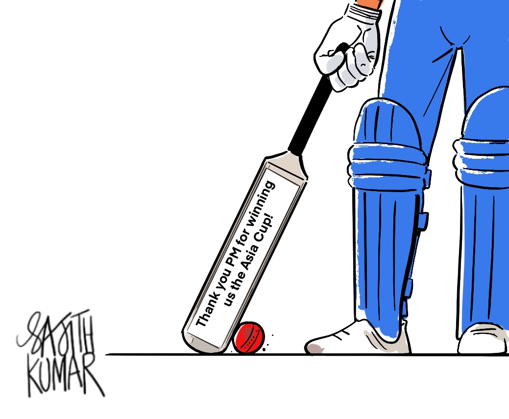 sajithkumar's tweet image. #ThankYouModiJi #AsiaCupFinal #AsiaCup2025 cartoon @DeccanHerald