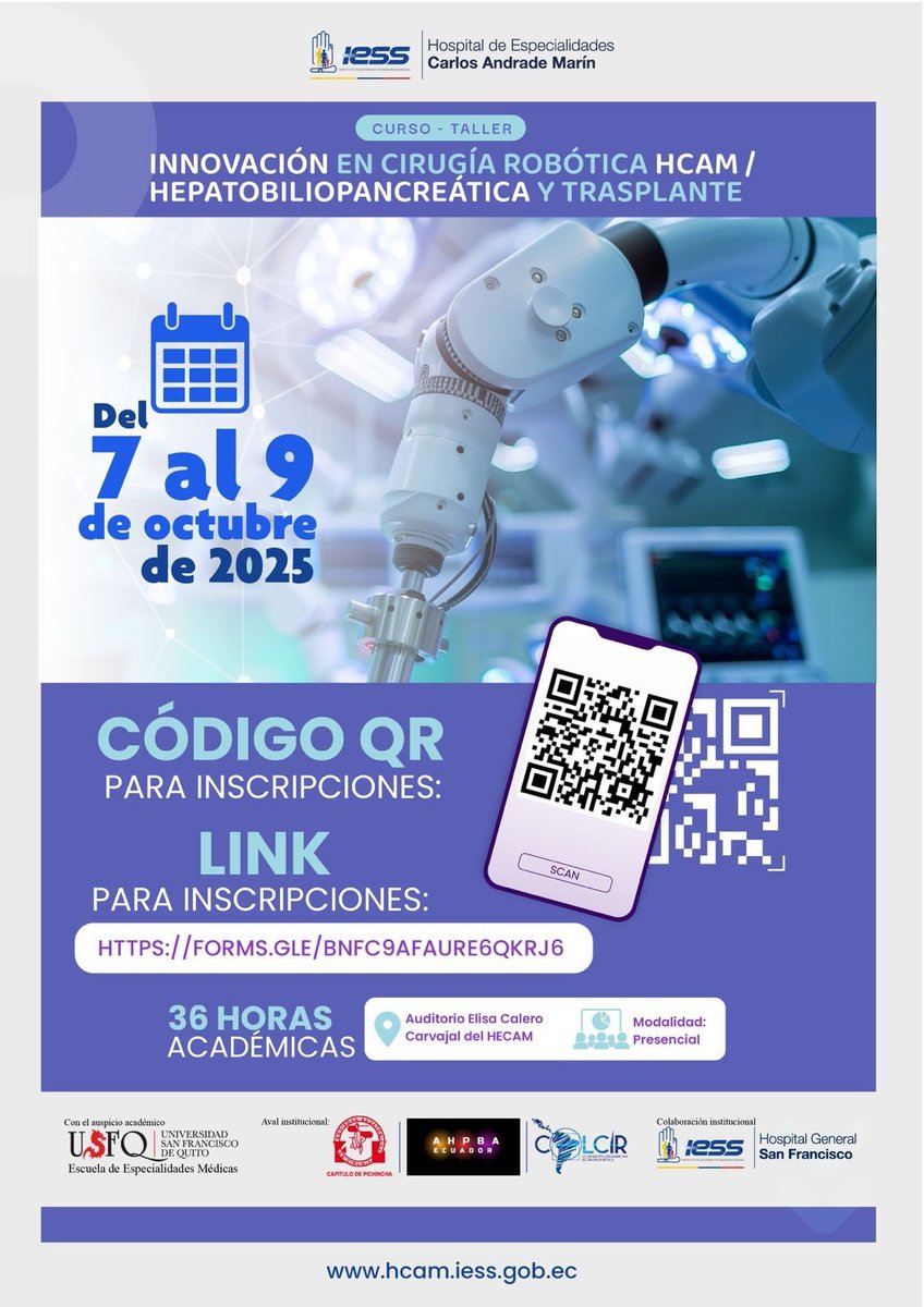ahpba_ecuador's tweet photo. A las puertas de un nuevo gran evento como parte de AHPBA CAPÍTULO ECUADOR , una cordial invitación a participar a todos los especialistas afines a la lucha contra las enfermedades del Hígado , Páncreas y Vías Biliares. 

Gran evento de interés nacional y regional !!! https://t.co/FwX5gRA4nE