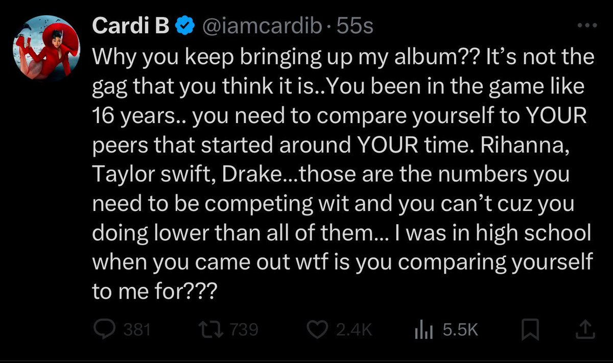onikadanger's tweet photo. The gaslighting is insane. You was the one dreaming your going to out sell Nicki Minaj let’s be clear!! https://t.co/esoX4hewLe