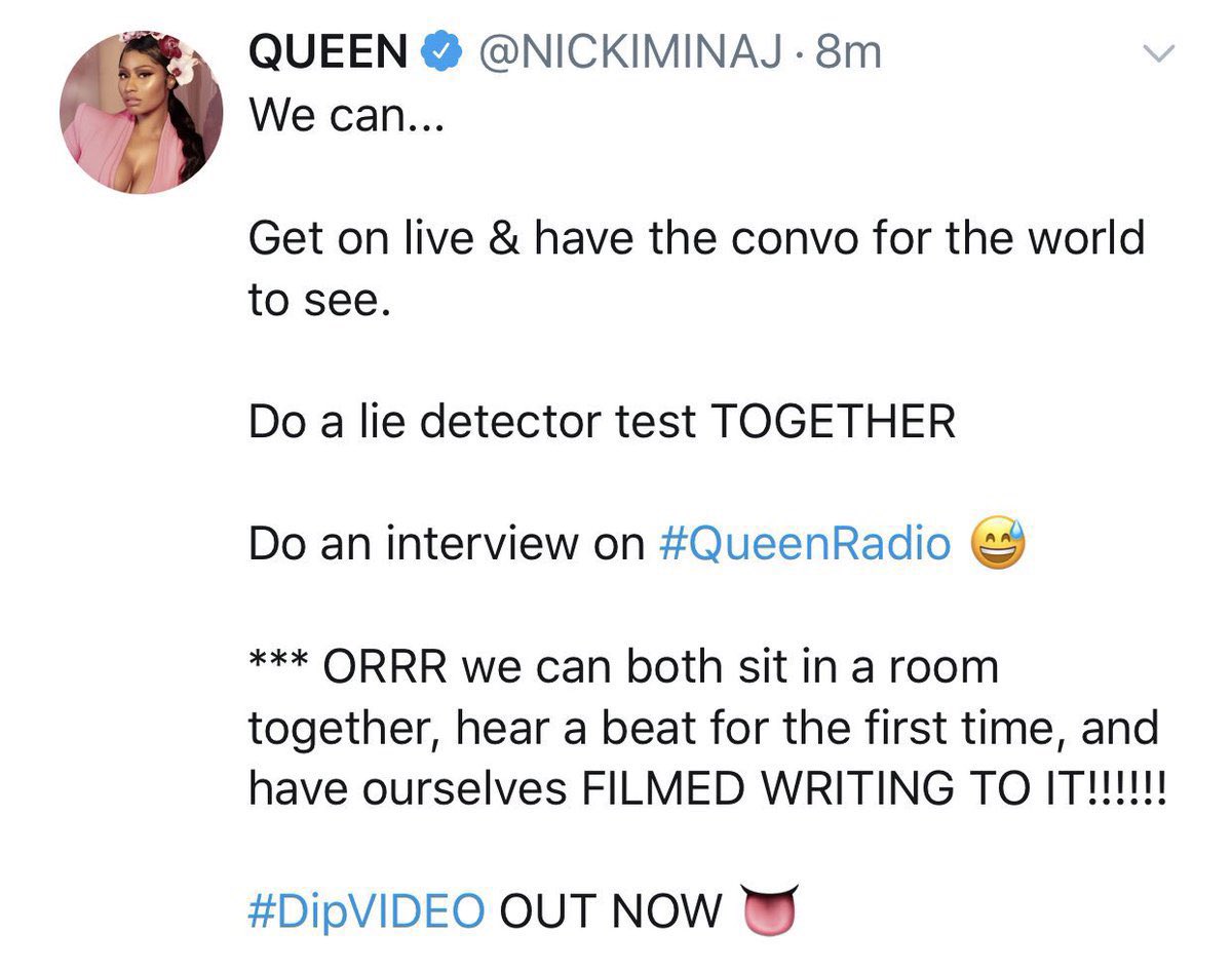 .<a href="/iamcardib/">Cardi B</a> <a href="/NICKIMINAJ/">Nicki Minaj</a> GET ON LIVE AND HAVE THE CONVO FOR THE WORLD TO SEE