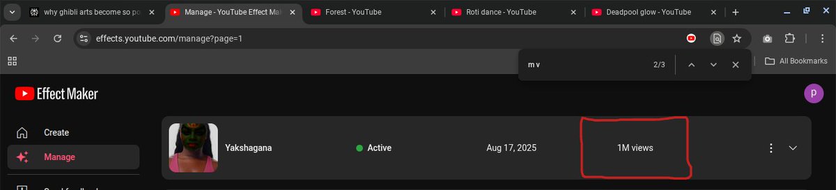 princesoftweb's tweet photo. As we are approaching the end of September, one more filter, Yakshagana, has achieved million views on YouTube 🎉

📷 Our YouTube Effect link: https://t.co/CnEb5P3eeg

#XRCISE #YouTubeAR
#YouTubeEffectMaker #ArVr #SnapAR #SparkAR #EffectsAR https://t.co/EZZCqwHcgD