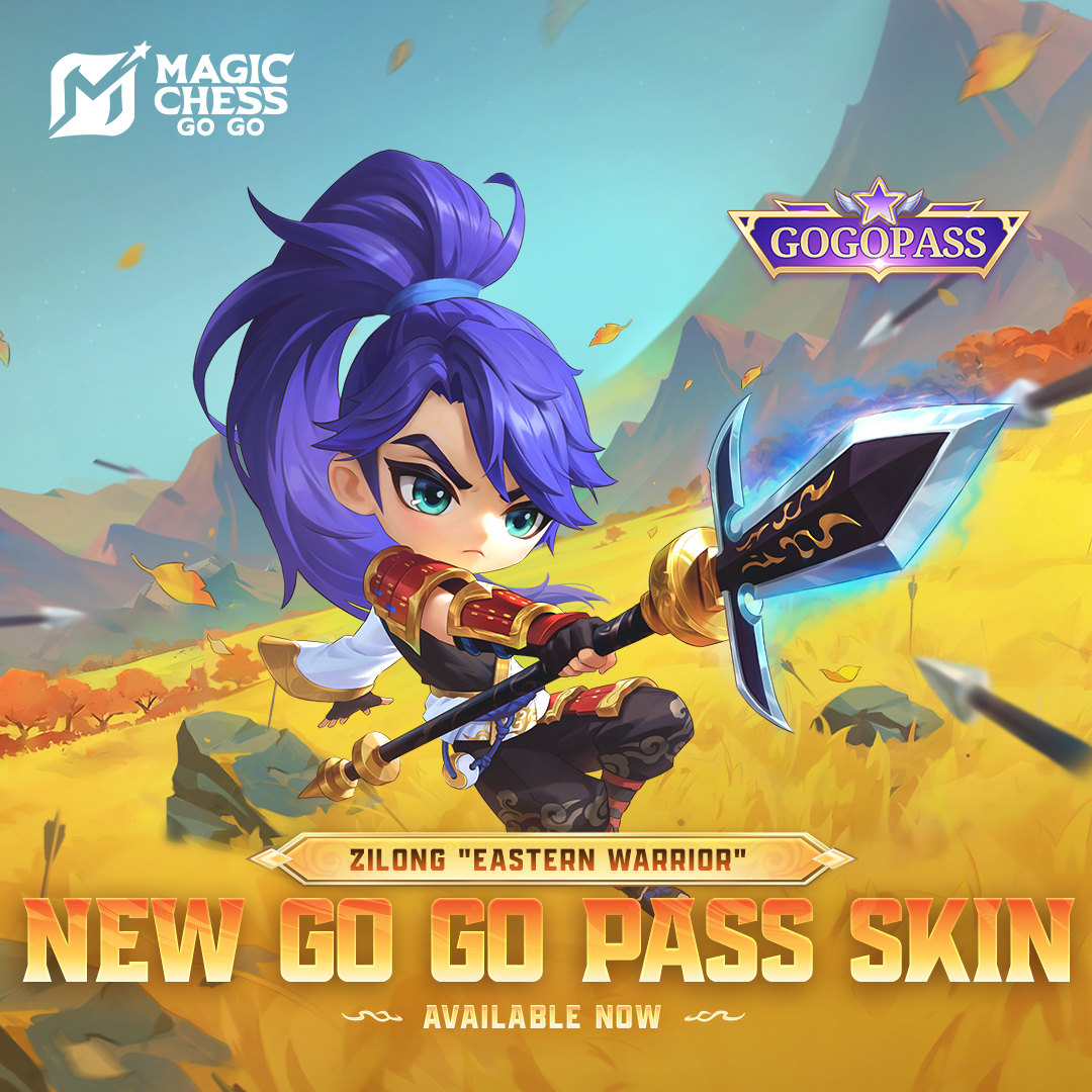 MagicChessGoGo's tweet image. Zilong's new Go Go Pass Skin "Eastern Warrior" is now available!
Season 3: Cosmic Traders launches on 08/20, and the Go Go Auction feature is coming soon! Download MCGG now on Google Play, App Store, or the official website.
#MagicChessGoGo
#MCGG
#MCGGSeason3