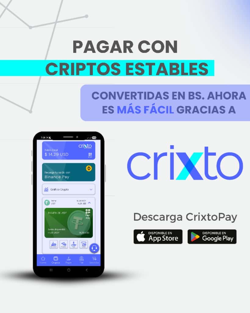 Pagar con criptos estables convertidas en Bs ahora es más fácil gracias a  CRIXTO Descarga CrixtoPay