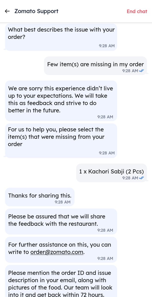 Chinmay_KB's tweet photo. @zomatocare Apparently, Zomato thinks “forgetting” missing items is part of the ordering experience. No refund. Wow, what a concept. 👌👏👏 https://t.co/qQZF9Lpb7U