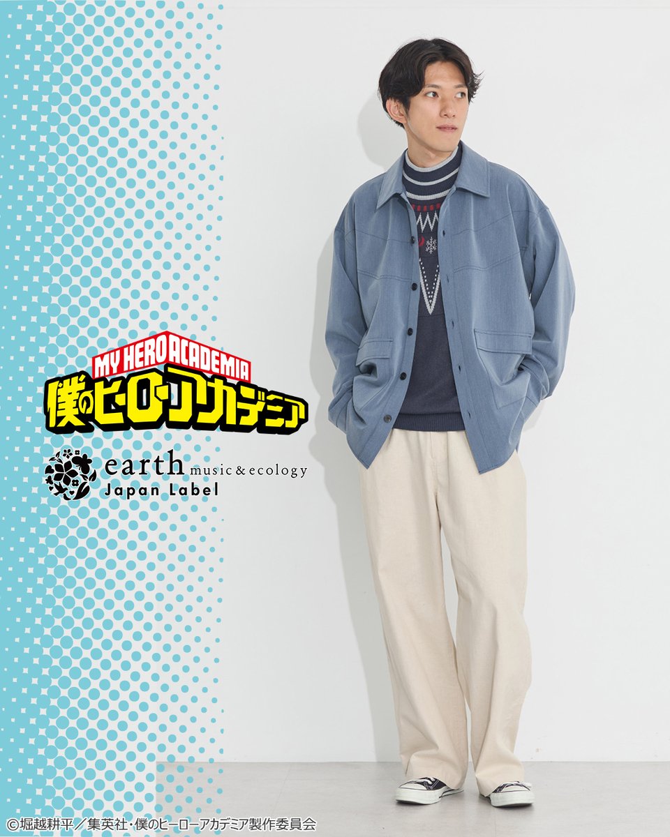 僕のヒーローアカデミア グッズ earth コラボ シャツジャケット 轟焦凍 TVアニメ『僕のヒーローアカデミア』​× earth music & ecology Japan