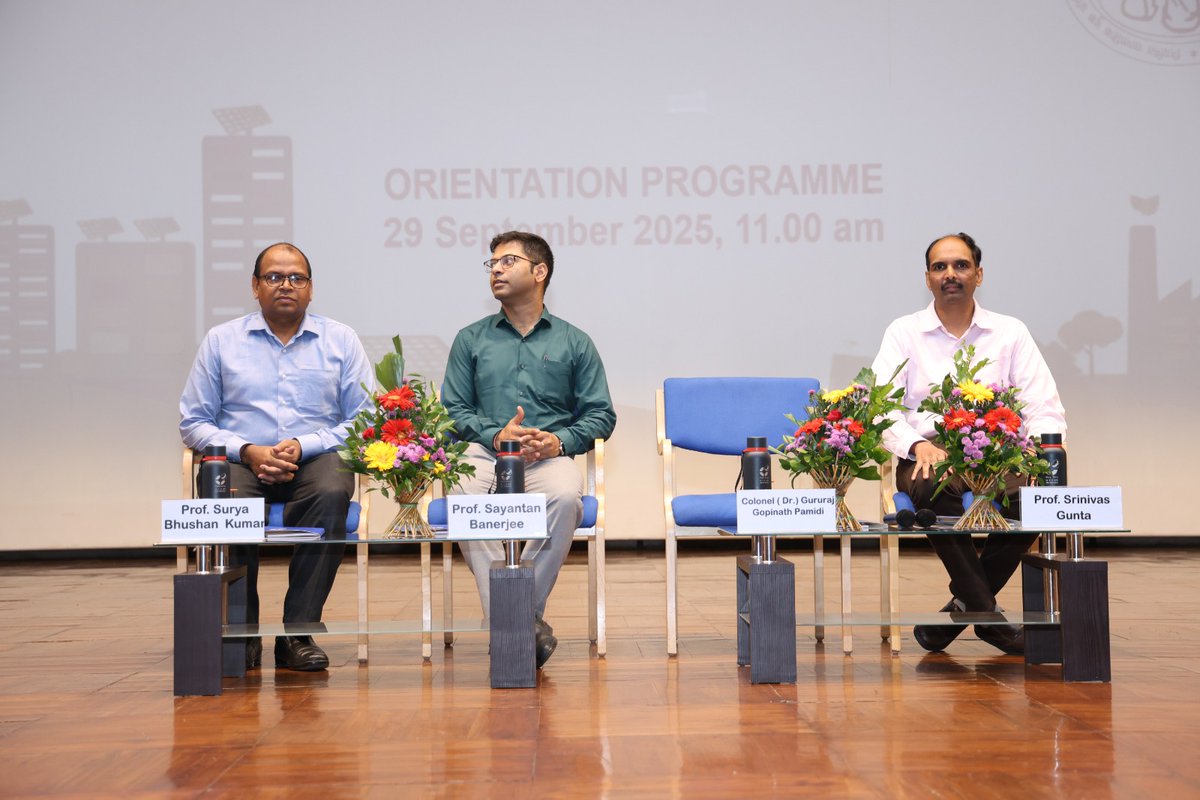 IIM_I's tweet photo. #RuralEngagementProgramme | REP 2025 orientation programme was held on 29 Sept. in the presence of Prof. Sayantan Banerjee - Chair - PGP; Prof. Surya Bhushan Kumar, REP Coordinator; Prof. Srinivas Gunta, and Col. Dr. Gururaj Pamidi (Veteran), Chief Officer: Administration.

#IIMI https://t.co/2bqQHK4nil