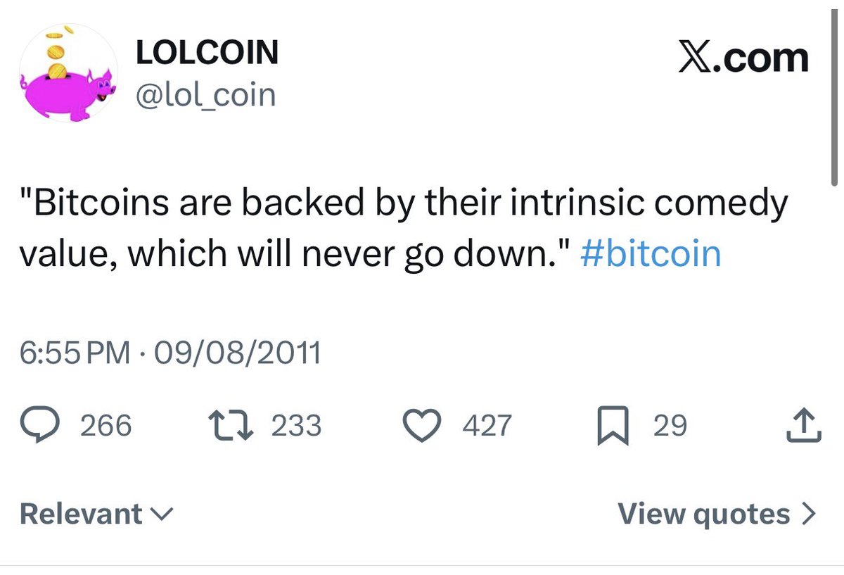 lamborghiniwhen's tweet image. Even if I sold every last coin today… even if everyone you’ve seen shilling on the timeline vanished overnight and a new wave of holders took our place — Lolcoin would still go to Billions.

It does not matter.

This is a multicycle coin, born in 2011.

“Yeah, but this is just…