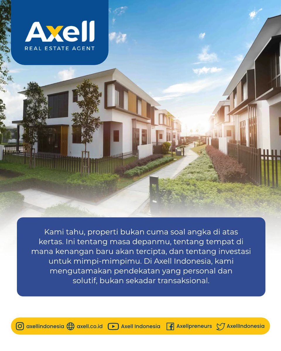 AxellIndonesia's tweet photo. Karena bagi kami, kepuasan dan kenyamananmu adalah hal yang paling penting. Kami ingin menjadi mitra terpercaya yang menemanimu di setiap langkah, memastikan proses pembelian atau investasi properti berjalan lancar dan menyenangkan. https://t.co/7t9joTzE2Y