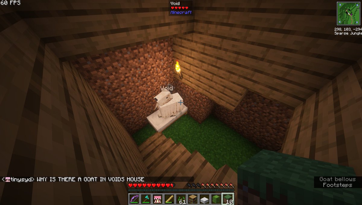 tinysyd's tweet image. walked by voids house in minecraft and heard screaming, so i walked inside and saw this 😐