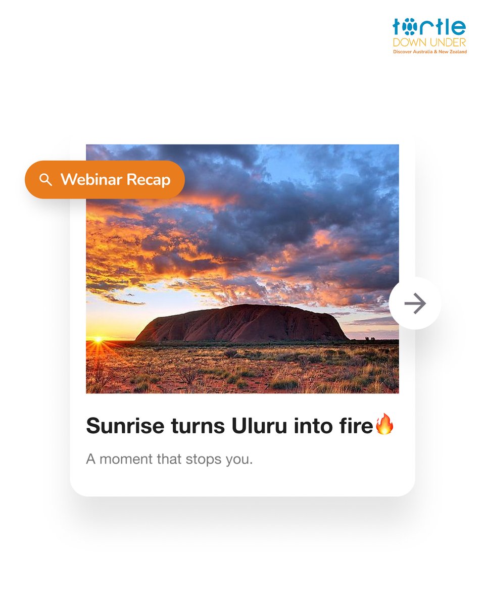 TDU_au's tweet image. From fiery Uluru sunrises to ancient Dreamtime stories, thank you to everyone who joined Australia’s Red Heart webinar. 

Next stop: Cairns Unveiled - Where Reef Adventures Meet Rainforest Mysteries. Stay tuned!

#AskTDU #TravelAgentWebinar