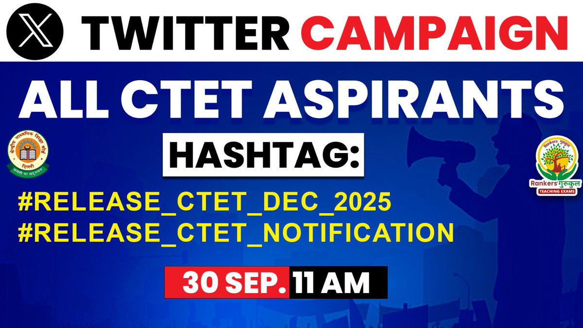 RGteachingexam's tweet photo. 🚨📢 #CTET_Notification_2025 कहाँ है❓
❌ July नहीं आया
❌ December भी pending

#CTET_Notification_2025 लाना ही होगा 📢
👉 Twitter Campaign @ 11AM
Join Now: https://t.co/NzwSqsAqHf

@cbseindia29 @ncte 
#RELEASE_CTET_DEC_2025
#RELEASE_CTET_NOTIFICATION https://t.co/dBZp6YfCKT