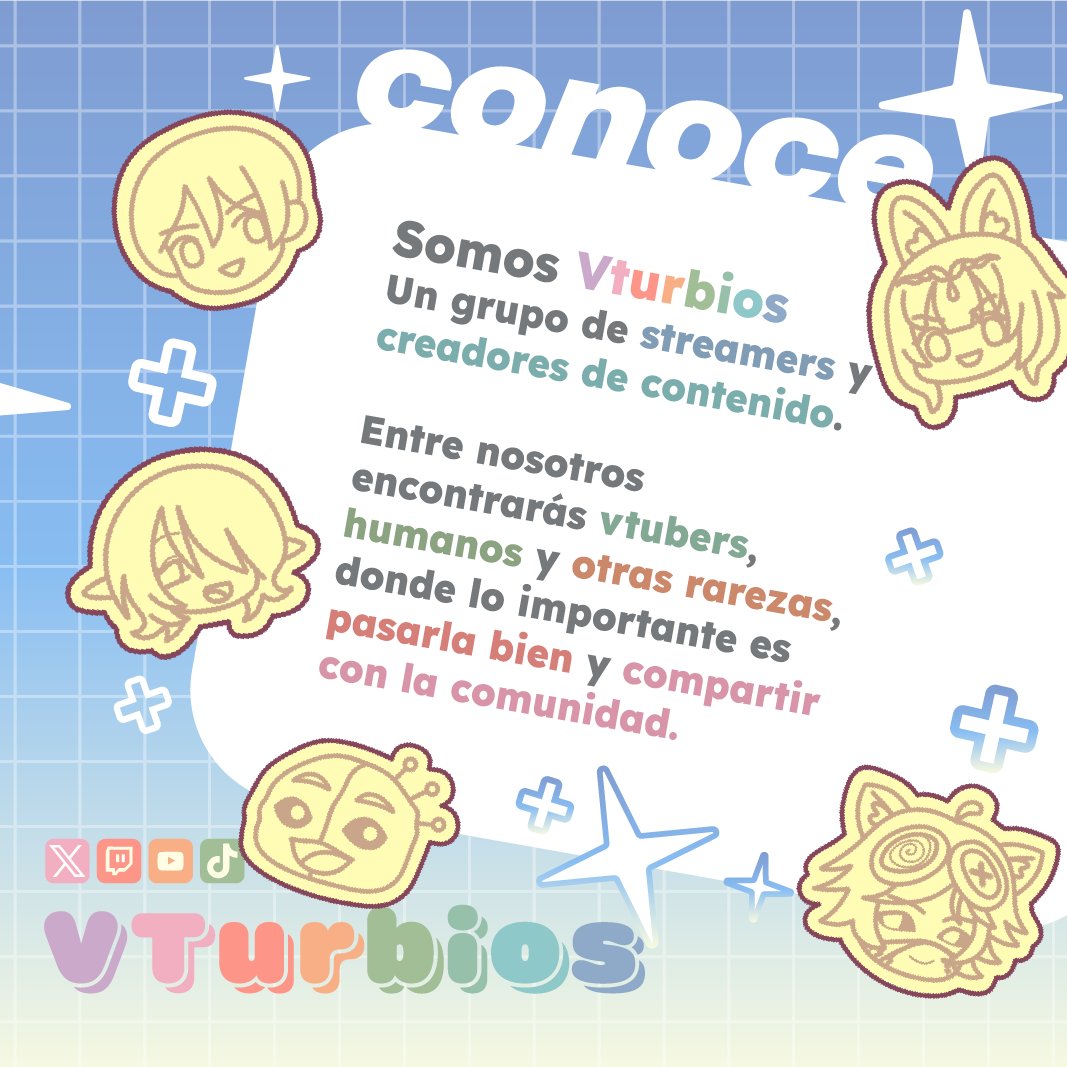 VTurbios_'s tweet photo. ¡Hola! Somos VTurbios, un grupo de streamers y creadores de contenido, que incluye vtubers humanos y otras rarezas.
Los invitamos a seguir a nuestros miembros.

#VtuberES #Vtuber #twitch https://t.co/TjqaqAh6KV