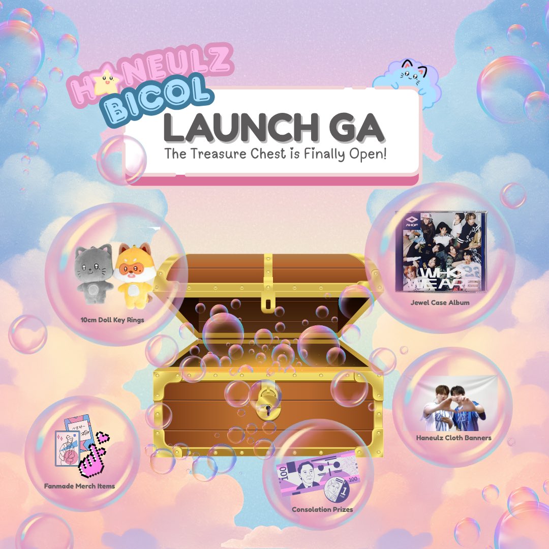 HaneulzBicol's tweet photo. ☁️ 𝗛𝗔𝗡𝗘𝗨𝗟𝗭 𝗕𝗜𝗖𝗢𝗟 𝗟𝗔𝗨𝗡𝗖𝗛 𝗚𝗔 ☁️

Our treasure chest has finally opened! 🗝️
As Haneulz Bicol begins its journey, we want to thank every Hansum who has been with us since the start. This is our Launch GA, to officially celebrate the community we’re building together.
Kindly help us reach more Bicolano Hansums so we can grow our family and establish our page even stronger. Every RT, follow, and comment matters.

🎁 PRIZES:

Jewel Case Album

Hannyangi & Jeguri Key Ring

13 Fanmade Merch Items (Button pin,postcard, sticker set) 

13 Consolation Prizes (₱100 GCash Each)

2 Haneulz Cloth Banners

✨ HOW TO JOIN (Open Nationwide):

Like & RT this post

Follow @HaneulzBicol

Comment:
– “Proud Hansum” OR
– “I love Park Han and JL, I love AHOF” + 

📍 If you’re from Bicol, comment your city too! This will help us with our upcoming Cup Sleeve Event (CSE).
📅 Ends: Oct 4
🏆 Winners announced: Oct 6
Note: Prizes from our Han Day GA are already being prepared and will be shipped soon. Thank you Hansums for your patience and trust.

#HaneulzBicol 
#HaneulzPH 
#HAN #박한 
#JL #제이엘
#AHOF #아홉