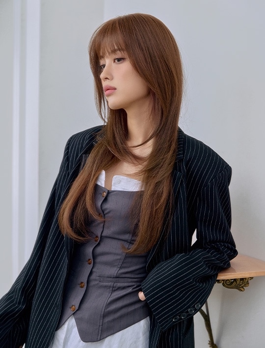 ピンクエイジ 手植え トップカバー サイドバング ルーズCカール ピンク