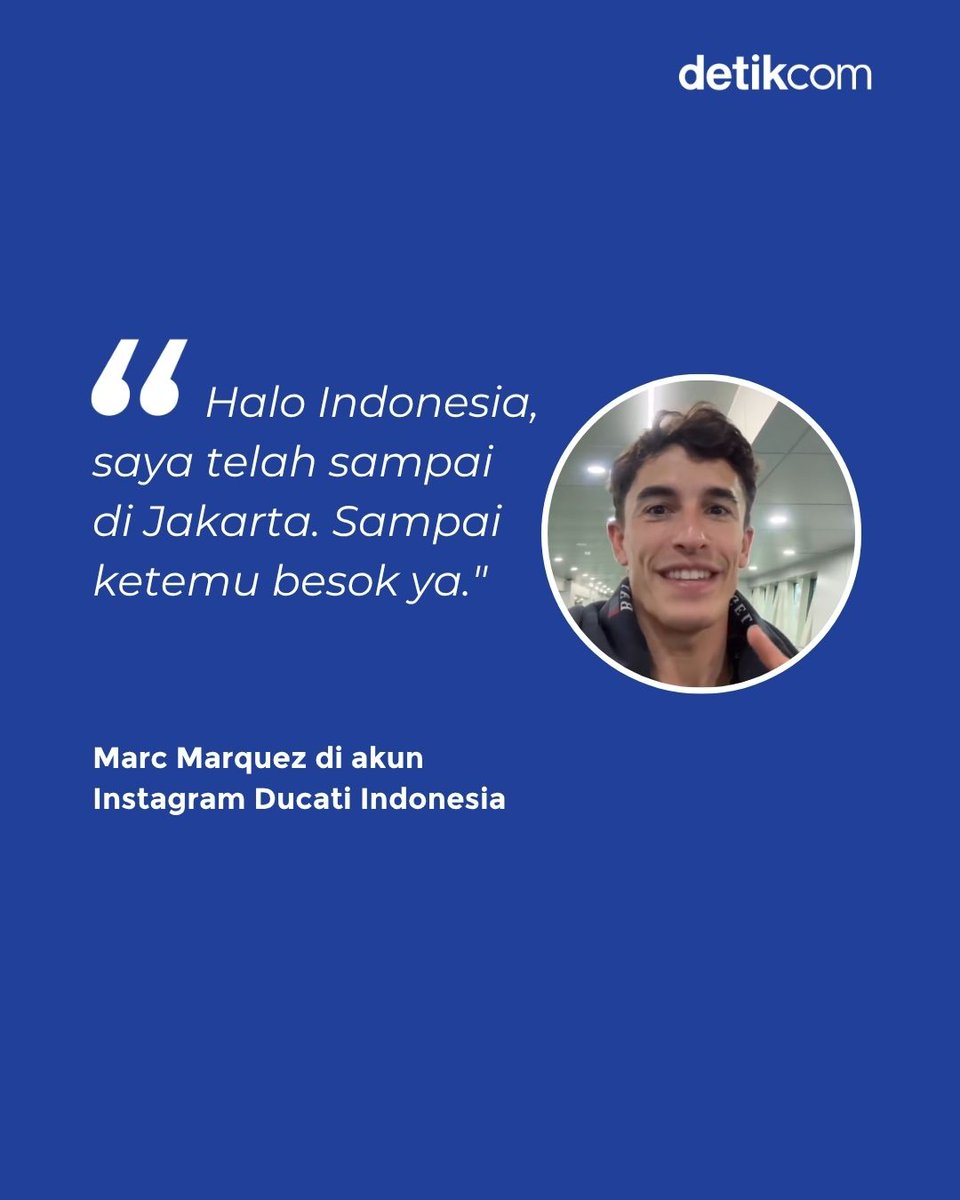 detikoto's tweet image. Hari ini, Jakarta kedatangan dua bintang MotoGP: Valentino Rossi &amp;amp; Marc Marquez!

Rossi comeback sapa fans setelah pensiun, sementara Marquez hadir sebagai juara dunia 2025 bareng Ducati.

&amp;gt;&amp;gt; oto.detik.com/otosport/d-813…

#detikcom #motogp #ValentinoRossi #MarcMarquez