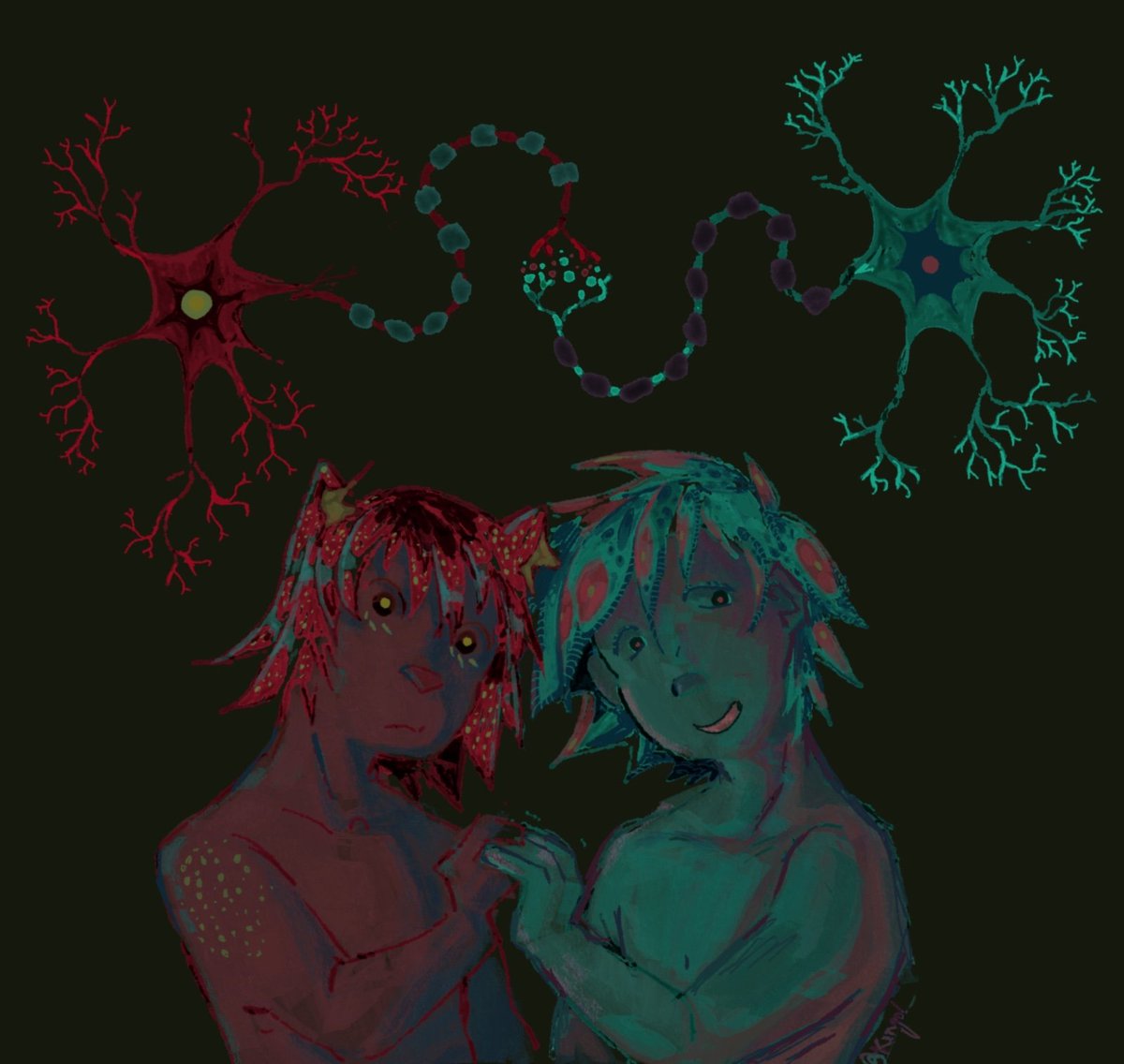 ringuitoxd's tweet image. Dibujo de mi oc y el de @Axelt_03 
(Cuenta como marmoleado?:bb)
#ocs #ocsart