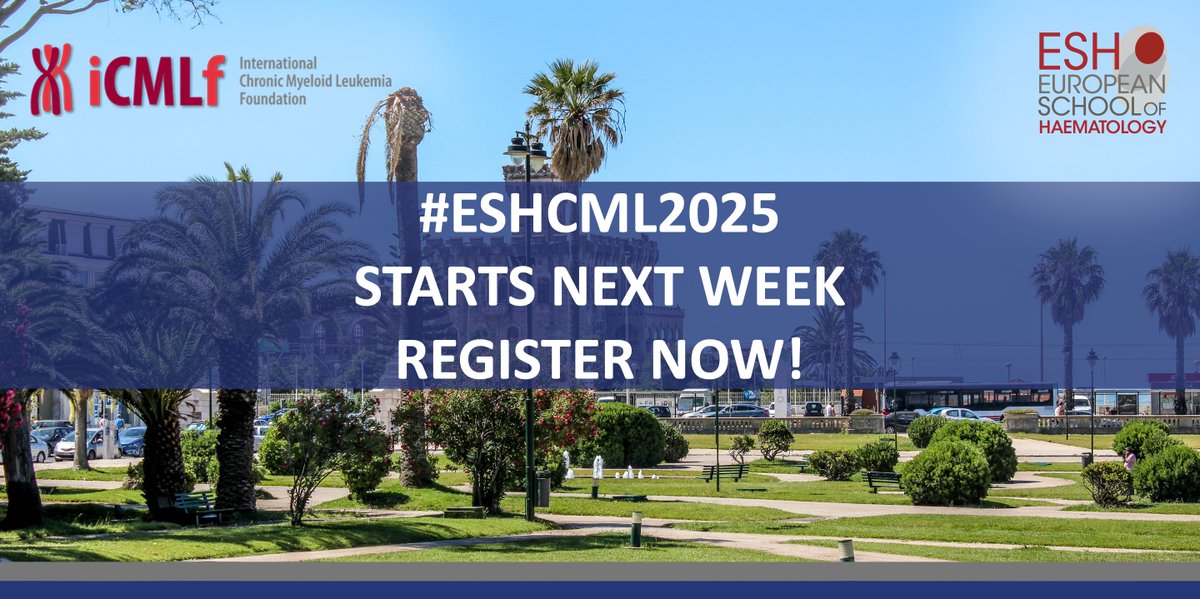 ESHaematology's tweet photo. 📣 ONE WEEK TO GO BEFORE #ESHCML2025
IT'S NOT TOO LATE! REGISTER NOW ➡ https://t.co/Q84gZ5sDy5
ESH-#iCMLf 27th John Goldman Conference on #CMLsm
October 10-12, 2025 in Estoril, Portugal
Chairs: @GCC_Cortes, @timhughesCML, Daniela S. Krause
#ESHCONFERENCES #Haematology @icmlf https://t.co/bs9DSnFf7L