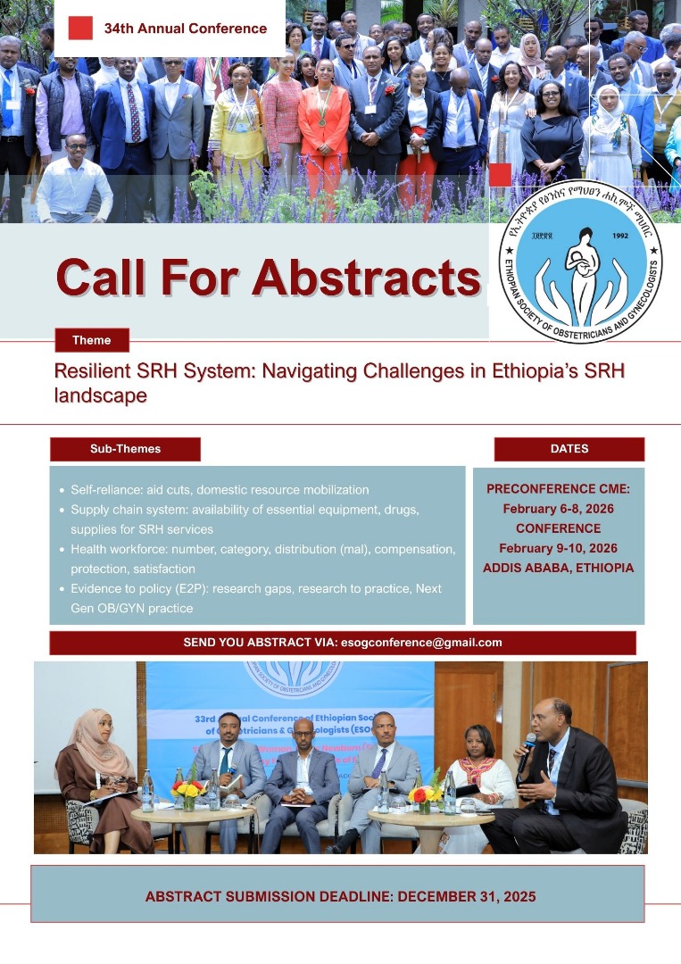 esogeth's tweet photo. 📢 Call for Abstracts — 34th Annual Conference of ESOG
We are pleased to invite researchers, clinicians, program leaders, and stakeholders in maternal, newborn, and reproductive health to submit abstracts for the upcoming 34th Annual Conference https://t.co/j9f2Aa5Hrt