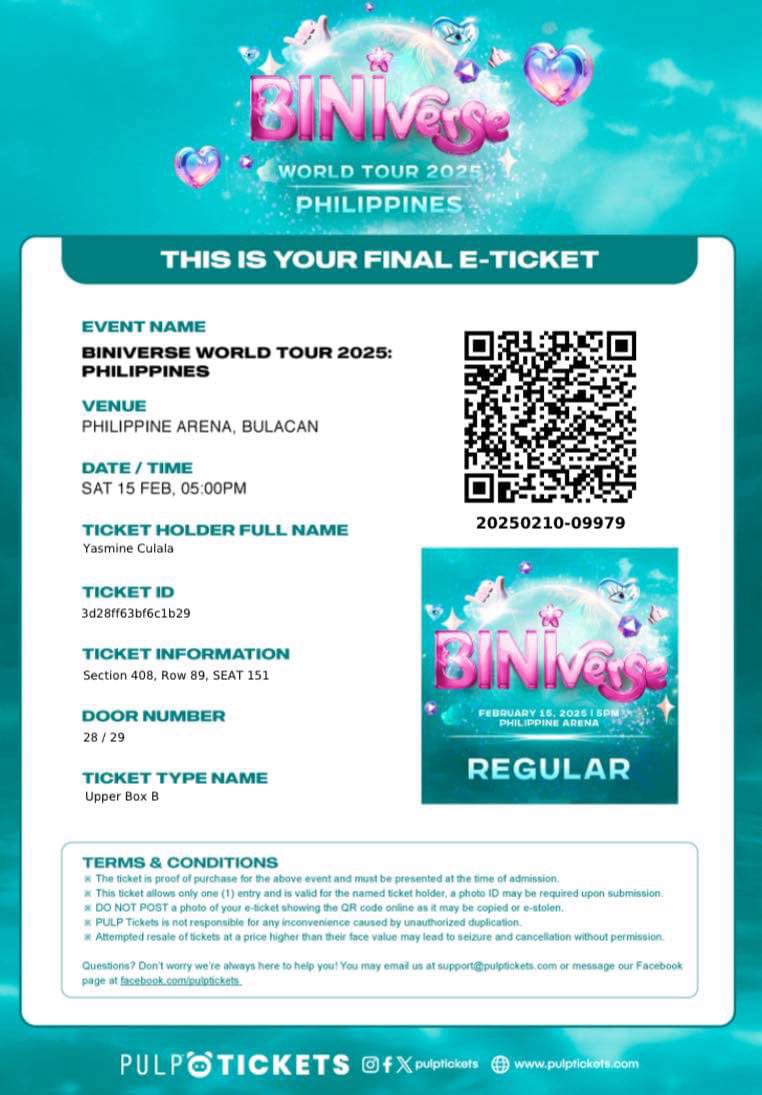 tubig_nicolet's tweet photo. ticket secured ackk see u baby @bini_colet https://t.co/0v9Gwa2ggB