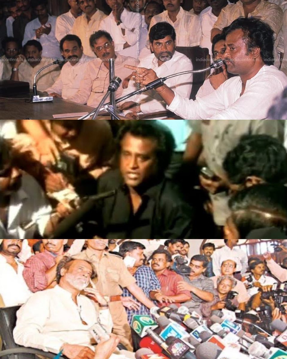 surbalutwt's tweet photo. Right or wrong my Thalaivar always faced media with guts . Spoke his heart out without any fakeness .

During 90s not only meets press . But also Spoke fearlessly about CM , PM , everyone . Criticised them . 

He gave two press meet for Thoothukudi . But media highlighted airport press meet, He was right , Same thing which TVk claiming  now . But still attacked him from all sides 

Even now he meets press and answers them 

Forever your proud fan @rajinikanth 🫡

#KarurStampede | #KarurTragedy