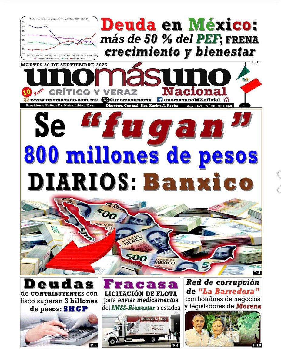 UNOMASUNO DIARIO NACIONAL DE MÉXICO, EDICIÓN IMPRESA Y DIGITAL 
30/09/2025
issuu.com/unomasuno/docs…