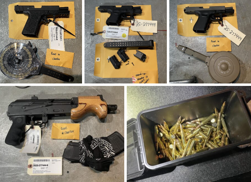 Seattle Police arrest multiple teens, find multiple guns with switches, loaded micro Draco, ammo drums, dozens of pistol and rifle rounds.

SPD says two 16-year-old boys were arrested, along with two girls, 16 and 17, while two teens are still on the run. One of the teens was