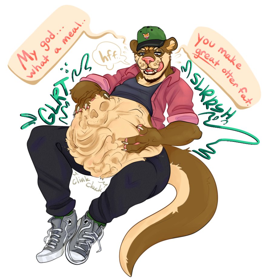 cedar isn't ready to stop having fun with his gut - even after dinner is nothing but bones...