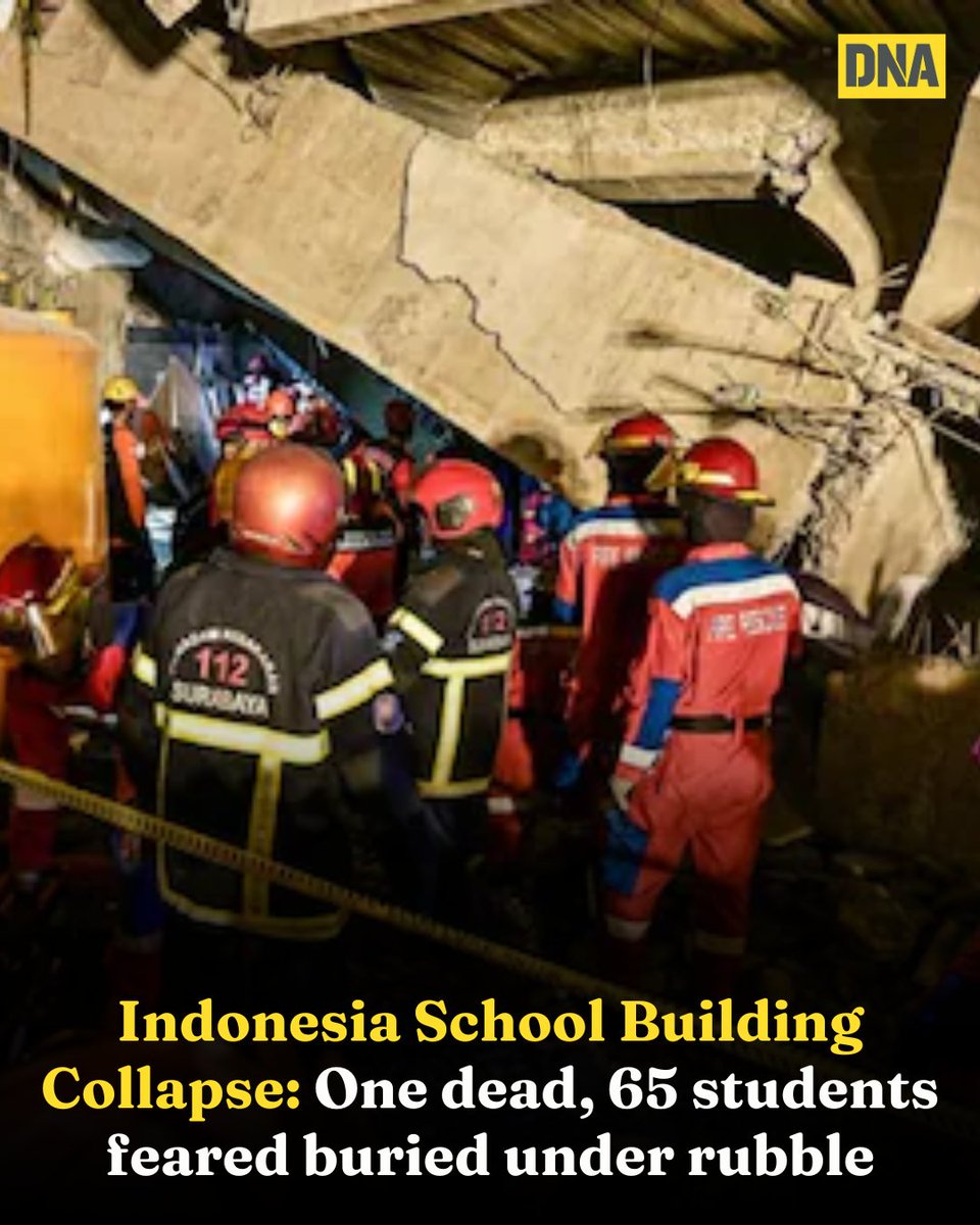 dna's tweet photo. One dead and at least 65 students are presumed buried under the rubble of an Islamic school building that collapsed in Indonesia.
Read here: https://t.co/q2NFMU749E
#indonesia #Schoolbuildingcollapse #WorldNews https://t.co/tLPigOEl2i